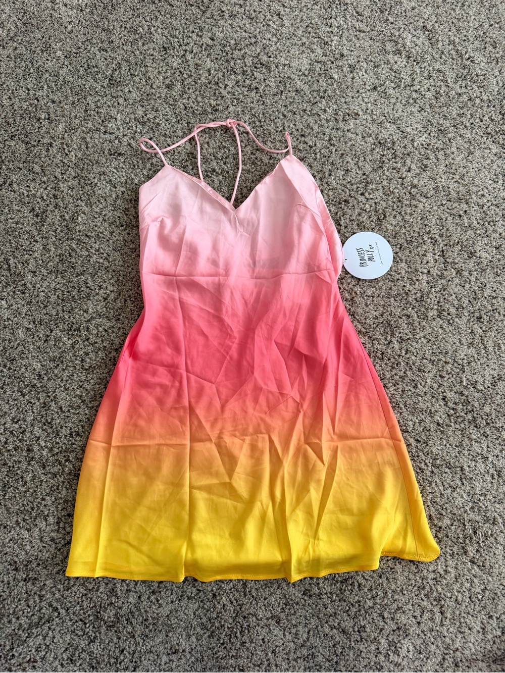 PRINCESS POLLY Ombre Pink to Yellow Strappy Sundress
